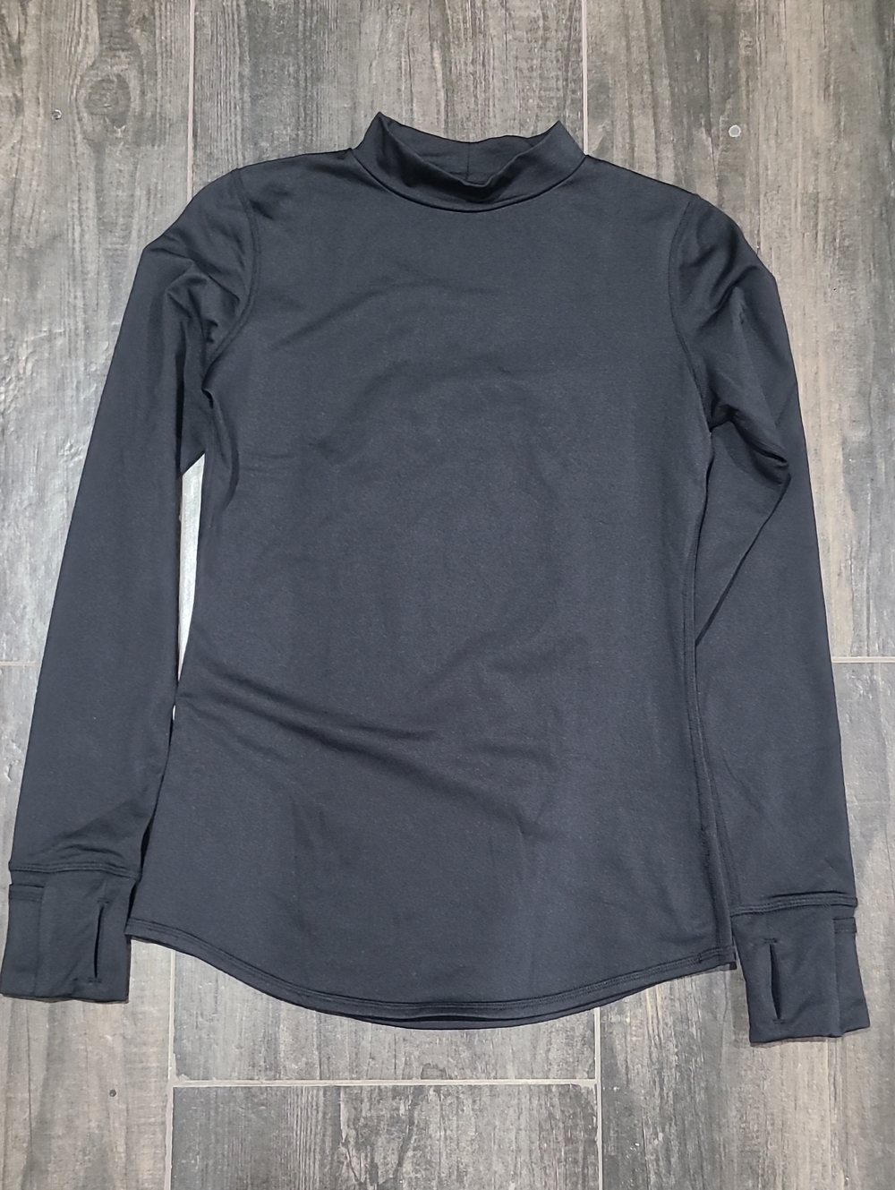 Black Long-Sleeve Mock Neck Shirt Compression UNISEX